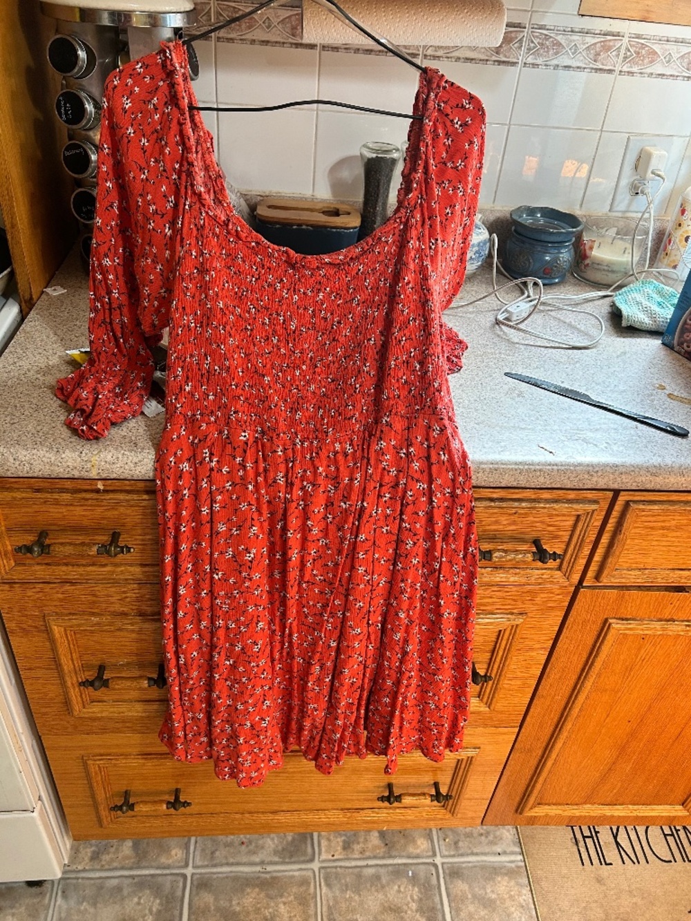 Orange floral maternity dress